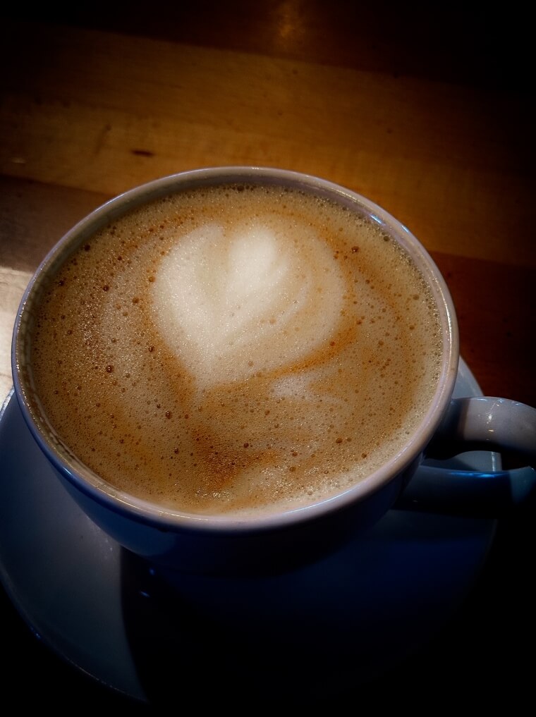 Vanilla latte in Sitka, Alaska cafe